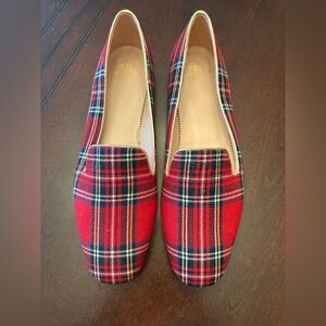 J. Crew Red and Black Plaid Loafers